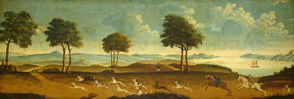 Hunting Scene with a Harbor, 18th century.