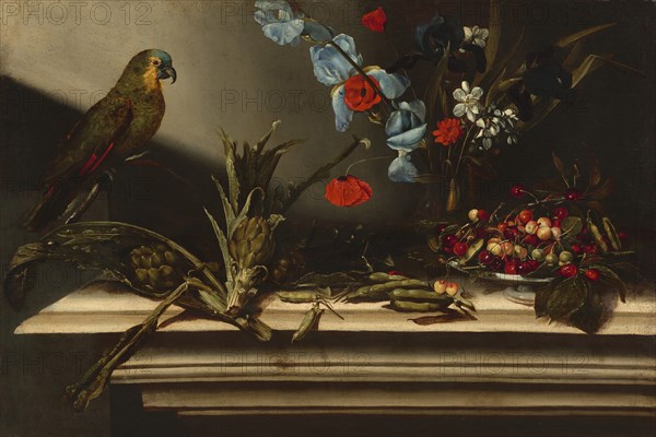 Still Life with Artichokes and a Parrot, 17th century.