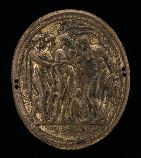 Judgment of Paris. Hera, Athena and Aphrodite with Paris.