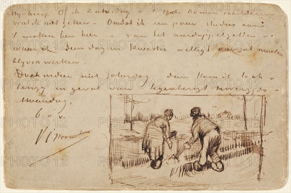 Postcard with Two Peasants Digging, 1885.
