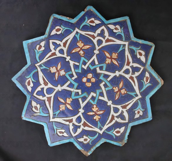 Twelve-Pointed Star-Shaped Tile, Iran, dated A.H. 846/ A.D. 1442-43.
