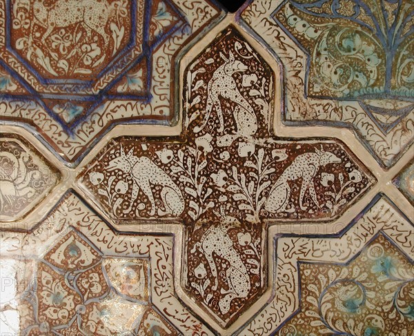 Cross-Shaped Tile, Iran, 13th century. From the walls of an Ilkhanid building.