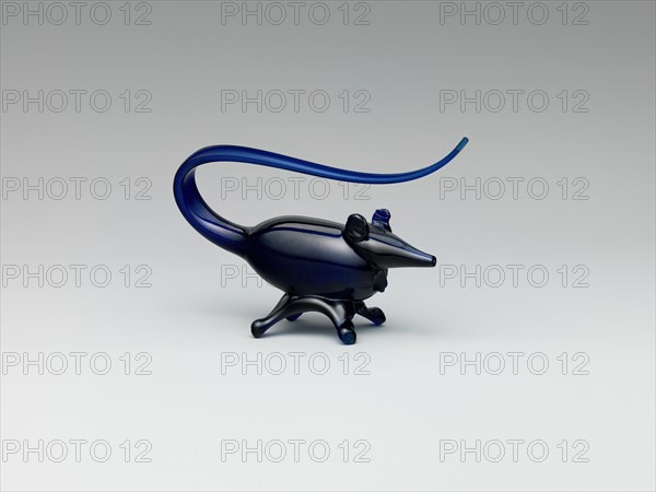 Figure of a Mouse in Deep Blue Glass, Iran, 19th century.