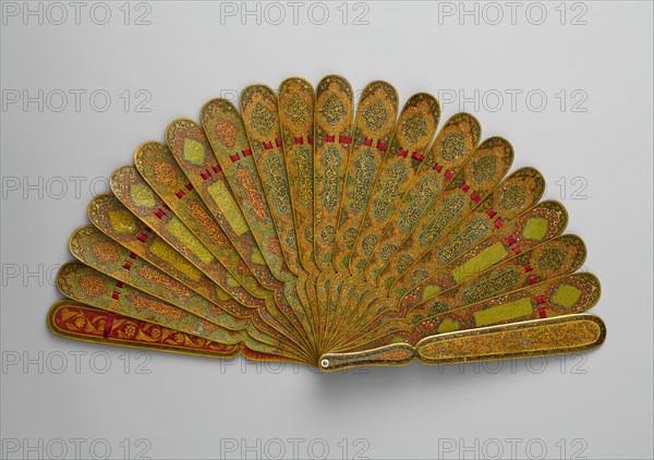 Fan with Poetic Verses, Iran, dated A.H. 1301/A.D. 1883-84. Rhyming couplets by the renowned Persian mystical poet Hafiz