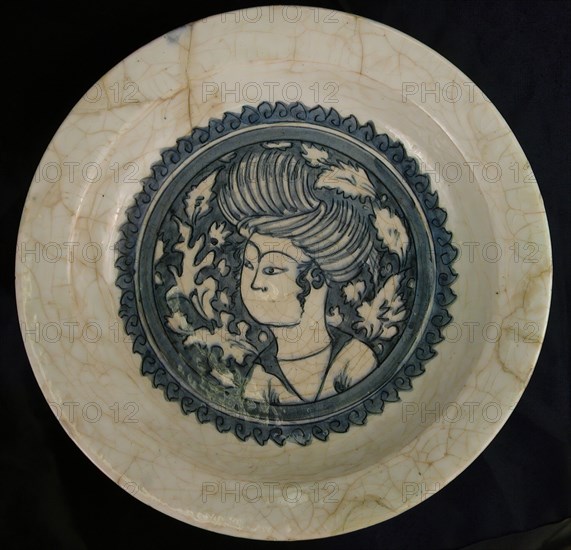 Dish with a Portrait of a Man, Northwestern Iran, 17th century.