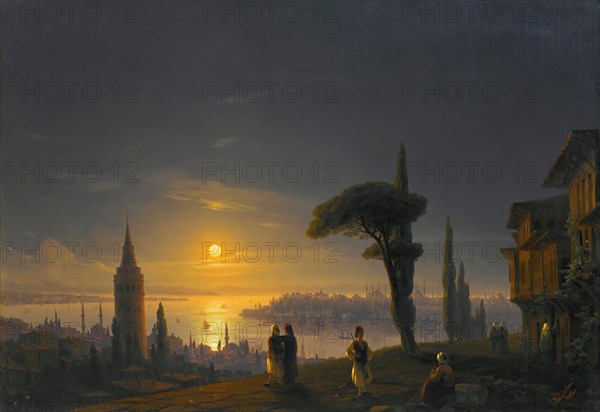 The Galata Tower By Moonlight , 1845. Private Collection.