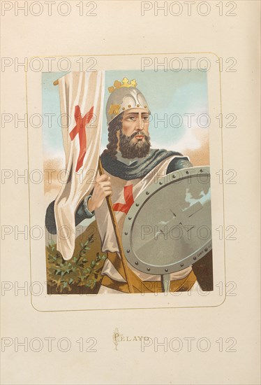 Pelagius of Asturias. From: Hombres y mujeres ce?lebres de todos los tiempos by Juan Landa, 1875-1877. Private Collection.