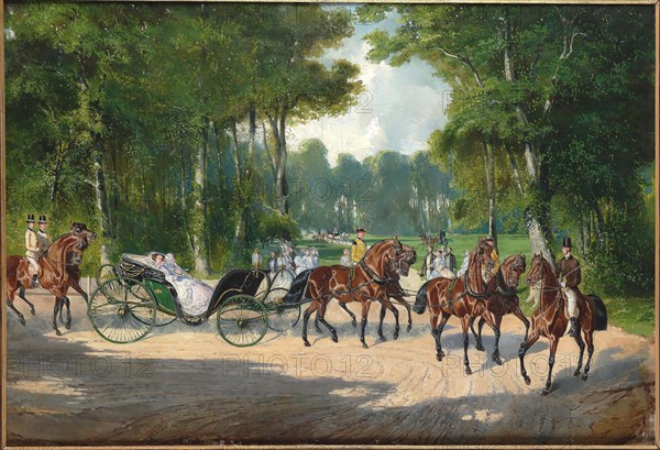 Empress Elisabeth in a carriage in Vienna's Prater, ca 1860. Private Collection.