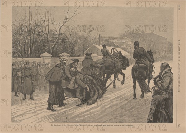 Transportation of the wounded Tsar Alexander II after the assassination, 1881. Private Collection.