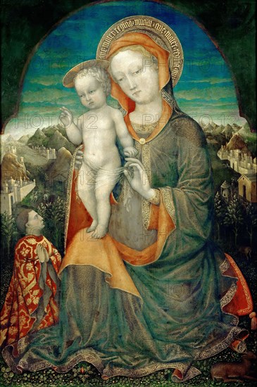 The Madonna of Humility Adored by Lionello d'Este, ca 1445. Found in the collection of Musée du Louvre, Paris.