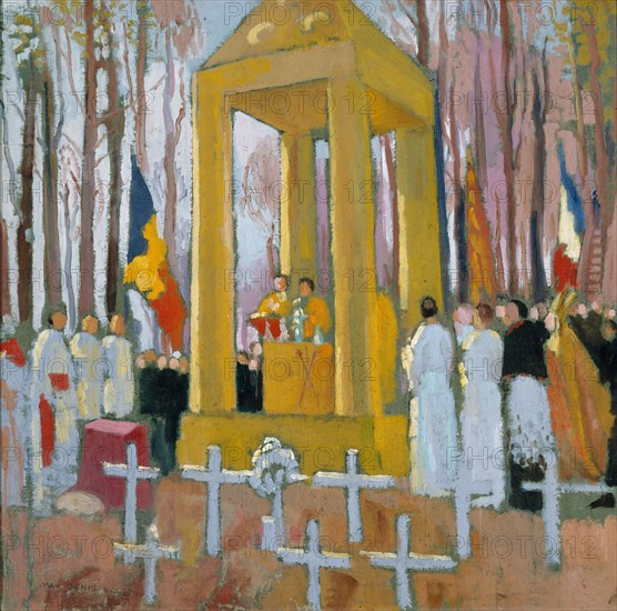 Messe devant la tombe d'Ernest Psichari, 1924. Found in the collection of Musée de la Vie romantique, Paris.