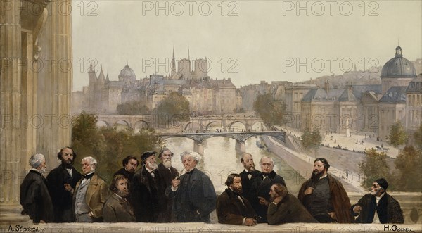 The panorama of the century: Dupré, Rousseau, Isabey, Millet, Couture, Daubigny, Diaz, Corot, Troyon, Fromentin, Barye, Decamp,  1889. Found in the collection of Petit Palais, Musée des Beaux-Arts de la Ville de Paris.