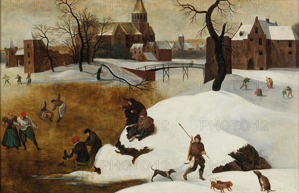 Winter landscape with skaters. Private Collection.