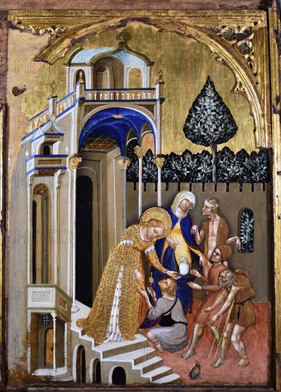 Lucia gives alms, c.1410. Found in the collection of Pinacoteca civica, Fermo.