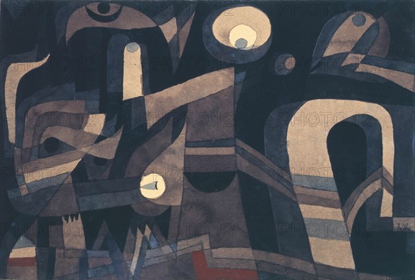 At night (Green-Indian red, gloomy), 1921. Private Collection.