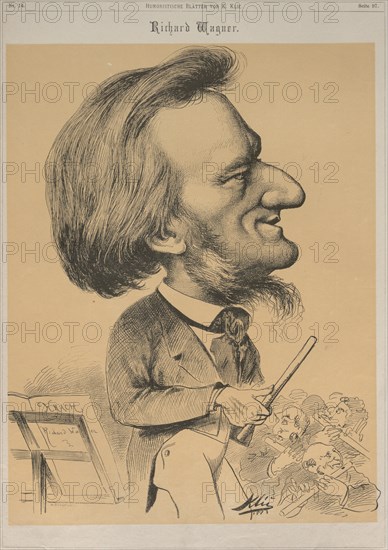 Richard Wagner at the conductor's desk, 1873. Private Collection.