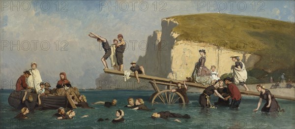 Bathers at Étretat, c. 1858. Found in the collection of Association Peindre en Normandie, Caen.