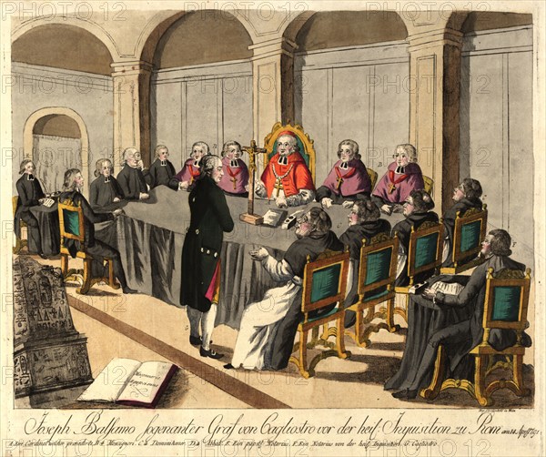 Joseph Balsamo, comte de Cagliostro, before the Inquisition in Rome on April 14, 1791, 1791. Private Collection.