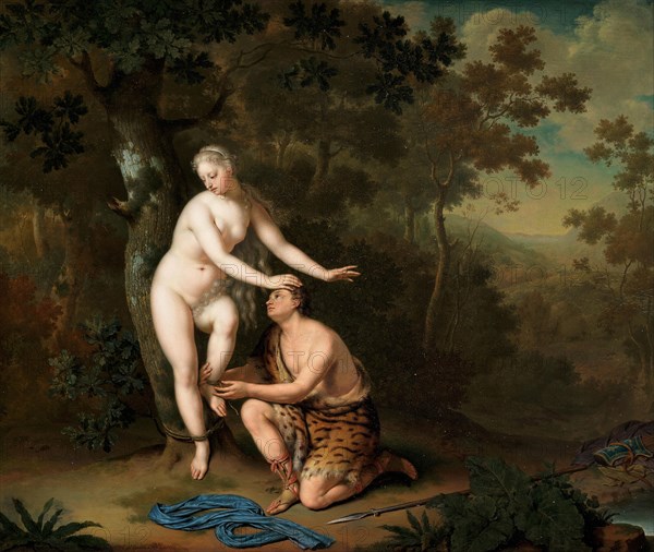 Sylvia freed by Aminta  , 1700s. Private Collection.