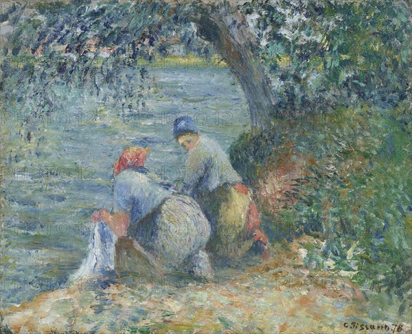Washerwomen at the water's edge, Pontoise, 1878. Private Collection.