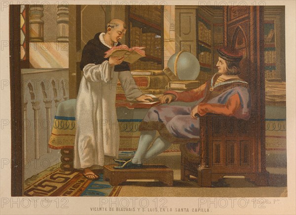 Vincent of Beauvais and Saint Louis. From: La ciencia y sus hombres, 1879. Private Collection.