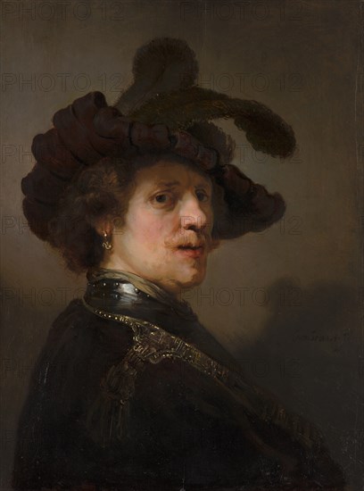 Tronie of a Man with a Feathered Beret, ca 1635-1640. Found in the collection of The Mauritshuis, The Hague.