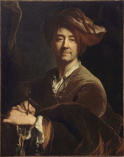 Self-Portrait (Autoportrait dit au porte-mine), 1711. Found in the collection of Musée de l'Histoire de France, Château de Versailles.