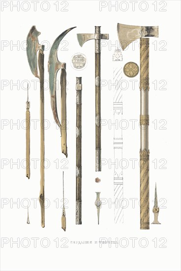 Bardiches and battle axes. From the Antiquities of the Russian State, 1849-1853. Private Collection.