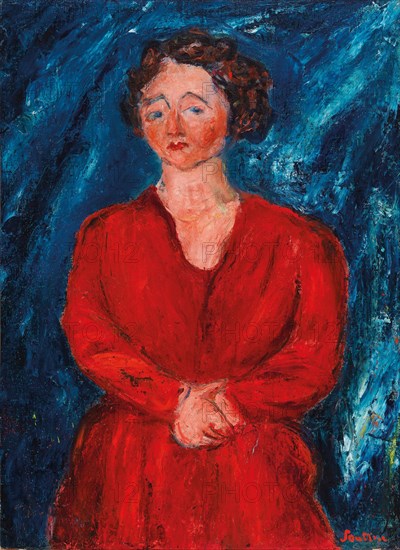 La Femme en rouge au fond bleu, ca 1928. Private Collection.