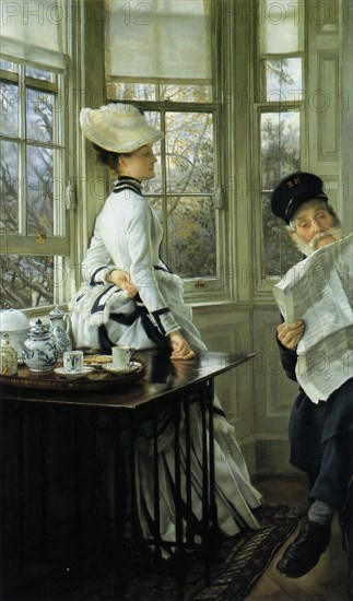 Reading the News , 1874. Private Collection.