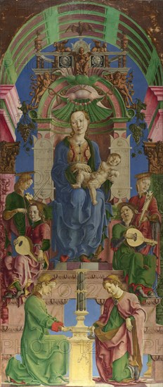 The Virgin and Child enthroned, 1470s. Found in the collection of National Gallery, London.
