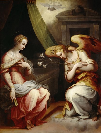 The Annunciation, ca 1565-1570. Found in the collection of Musée du Louvre, Paris.
