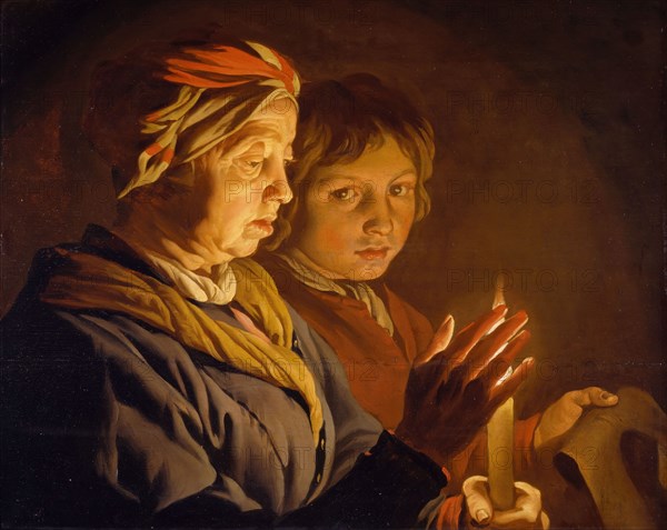 Old Woman And A Boy By Candlelight, 1630-1650.