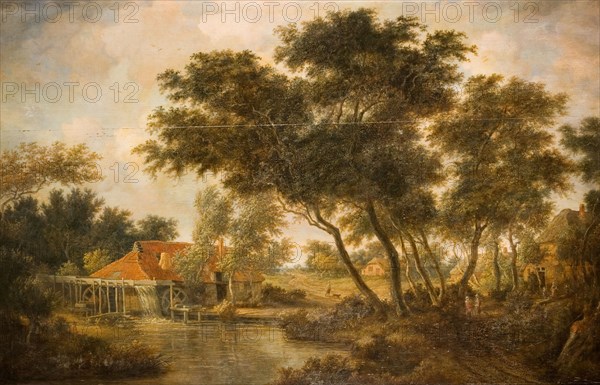 The Watermill. After Meindert Hobbema. One of a number of copies of an original painting by Meindert Hobbema.