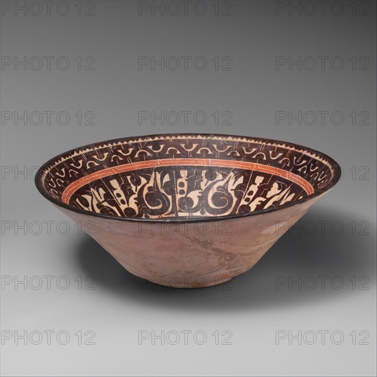 Bowl with Pseudo-Inscriptional Design, Uzbekistan, 10th century.