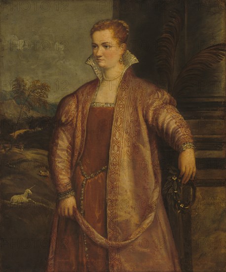 Irene di Spilimbergo, c. 1560. By an assistant of Titian - possibly begun by Gian Paolo Pace.