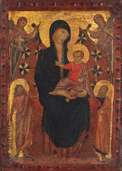 Madonna and Child with Saint John the Baptist, Saint Peter, and Two Angels, c. 1290.