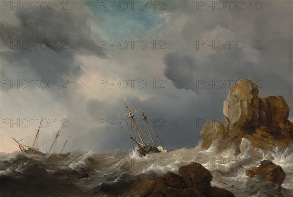 Ships in a Gale, 1660.