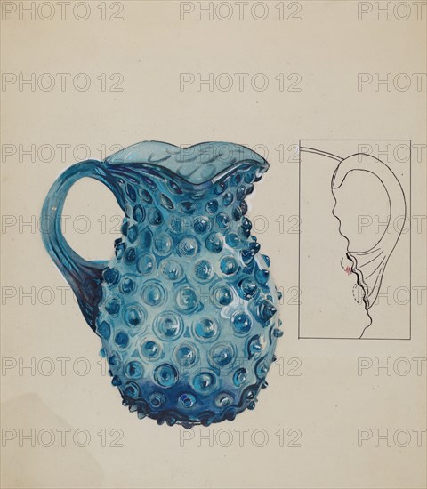 Blue Hobnail Pitcher, c. 1936.