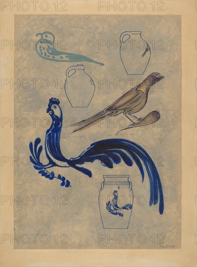 Bird Decorations on Stoneware, 1935/1942.