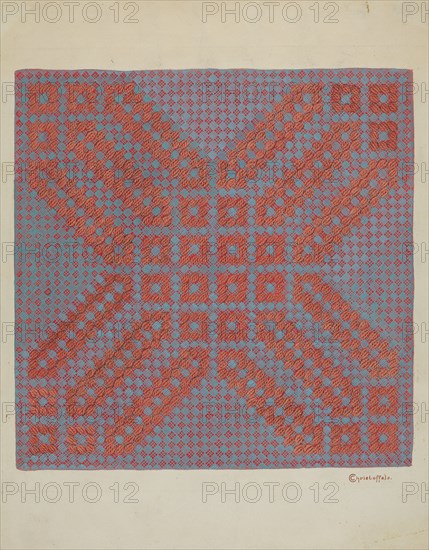 Coverlet - Section of Reverse Side, c. 1937.