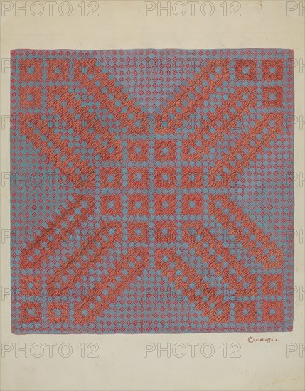 Coverlet - Section of Reverse Side, c. 1937.