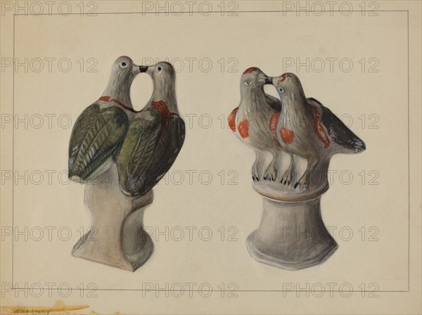 Chalkware Lovebirds, c. 1937.