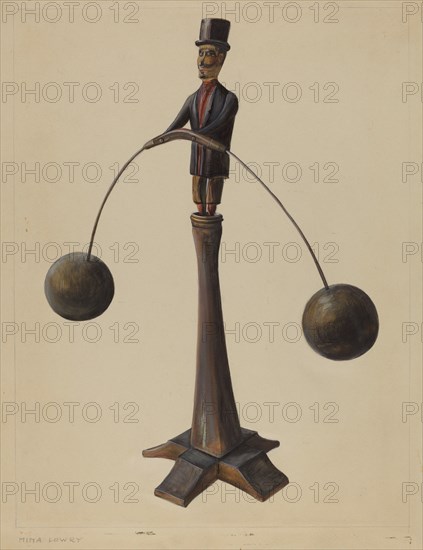 Pa. German Balancing Man, 1935/1942. Creator: Mina Lowry.