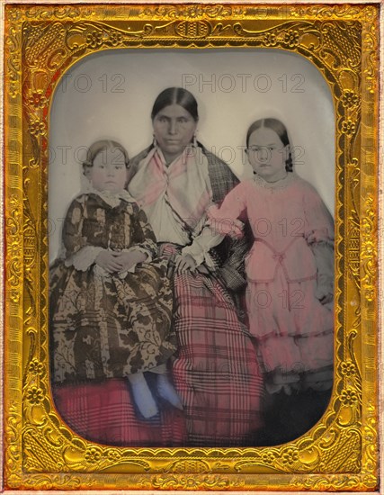 Portrait of a Woman and Two Girls, 1850s.