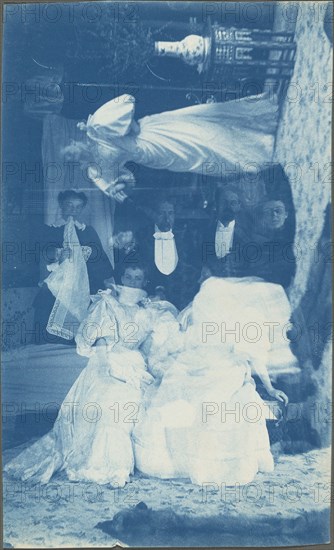 Untitled (Double exposure of several people in interior), 1890s.