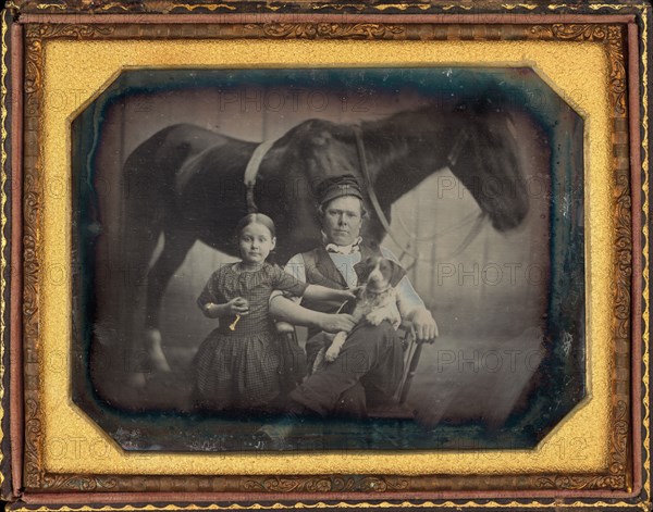 Portrait of a Man and Girl with Horse and Dog, c. 1845.