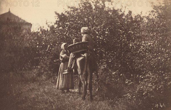 Two Women with Donkey, late 1870s.