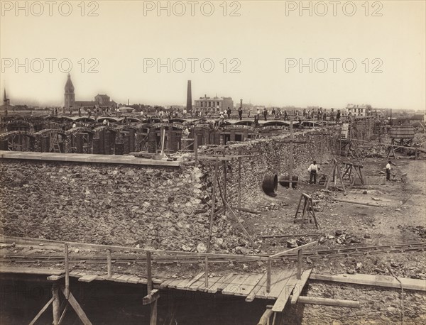 Réservoir de Montrouge, basin supérieur, côté droit (Montrouge Reservoir, Upper Basin, Right Side), c. 1870.