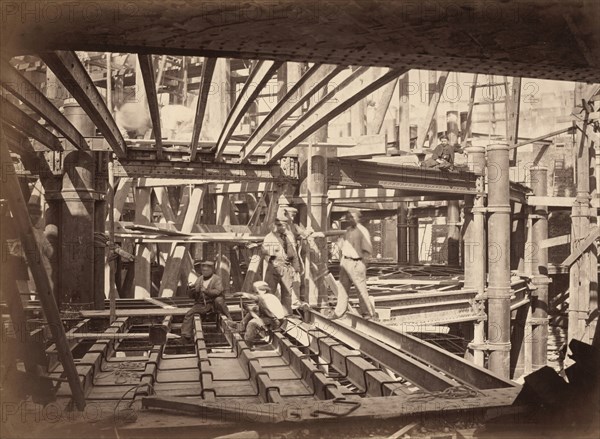 Workers on Girders of Auditorium, New Paris Opera, c. 1867.